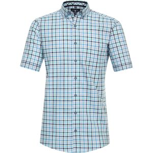 3 voor 99 | Redmond modern fit overhemd, korte mouw, Oxford, blauw geruit