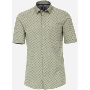 3 voor 99 | Redmond regular fit overhemd, korte mouw, popeline, groen dessin 49/50