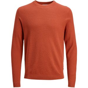 JACK & JONES Marcus knit crew neck slim fit, heren pullover katoen met O-hals, warm oranje -  Maat: XS