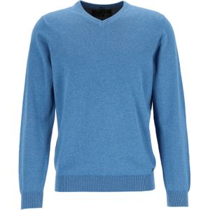 MARVELIS modern fit trui katoen, V-hals, lichtblauw - Maat: XXL