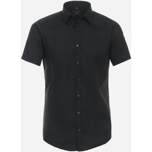 3 voor 99 | Redmond slim fit overhemd, korte mouw, popeline, zwart