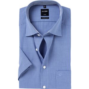 OLYMP Luxor modern fit overhemd, korte mouw, donkerblauw met wit geruit (contrast) 41