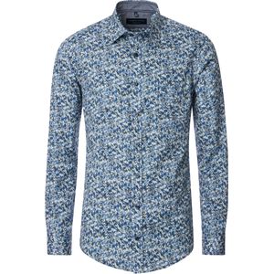 CASA MODA - Sport Comfort Fit Overhemd - Blauw Dessin - Strijkvriendelijk