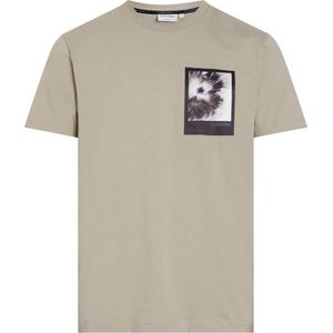 Calvin Klein Framed Flower Graphic T-shirt, heren T-shirt korte mouw O-hals, grijs dessin -  Maat: S