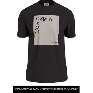 Calvin Klein Square Logo T-shirt, heren T-shirt korte mouw O-hals, zwart -  Maat: XXL