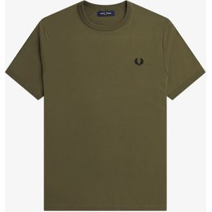 Fred Perry Ringer regular fit T-shirt M3519, korte mouw O-hals, Uniform Green, groen -  Maat: S