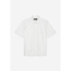 Marc O'Polo regular fit heren overhemd, korte mouw, popeline, wit dessin 39/40