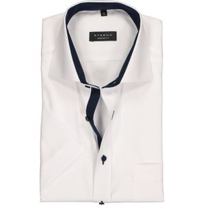 ETERNA comfort fit overhemd, korte mouw, fijn Oxford heren overhemd, wit (blauw gestipt contrast) 40