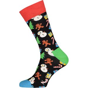 Happy Socks Bring It On Sock, kerstpret op zwart