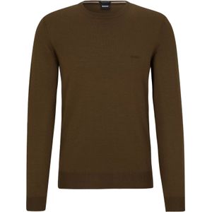 BOSS Botto regular fit trui wol, heren trui middeldik O-hals, groen