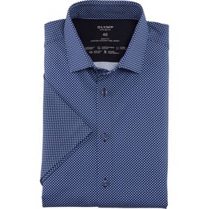 OLYMP 24/7 Level 5 body fit overhemd, korte mouw, tricot, bleu dessin
