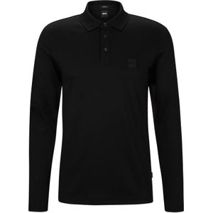 BOSS Pado regular fit polo lange mouw, jersey, zwart