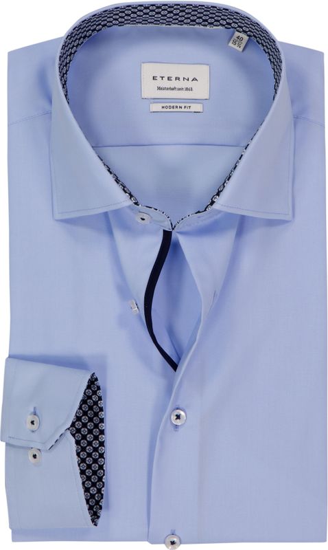 ETERNA - Modern Fit - Overhemd - Lichtblauw - Strijkvrij