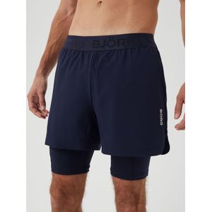 Bjorn Borg 2 In 1 Shorts, heren broek kort, blauw -  Maat: L