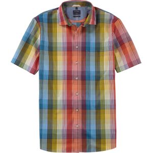 OLYMP Casual modern fit overhemd, korte mouw, popeline, rood geruit