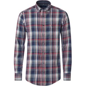 CASA MODA - Sport Comfort Fit - Overhemd - Blauw Geruit - Strijkvriendelijk