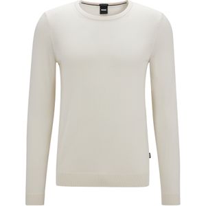 BOSS Leno slim fit trui wol, heren pullover met O-hals, wit -  Maat: 3XL