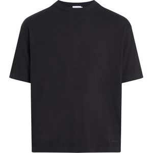 Calvin Klein Knitted Silk-blend T-shirt, heren T-shirt korte mouw O-hals, zwart -  Maat: L