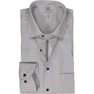 MARVELIS comfort fit overhemd, popeline, lichtbruin dessin