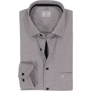 MARVELIS - Comfort Fit - Overhemd - Zwart Geruit - Strijkvrij - Boordmaat 44