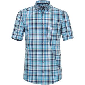 3 voor 99 | Redmond modern fit overhemd, korte mouw, seersucker, blauw geruit