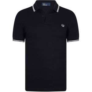 Fred Perry M3600 polo twin tipped shirt, heren polo Black / Porcelain / Porcelain -  Maat: S