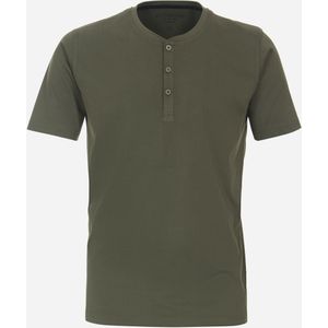 Redmond regular fit T-shirt, korte mouw O-hals met knoopsluiting, groen -  Maat: 5XL