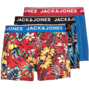 JACK & JONES Jacazores trunks (3-pack), heren boxers normale lengte, zwart, rood en blauw -  Maat: M