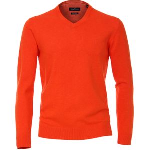 Casa Moda heren trui katoen V-hals, oranje-rood