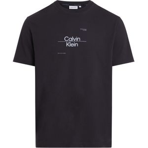 Calvin Klein Optic Line Logo T-shirt - heren T-shirt korte mouw O-hals - zwart