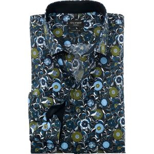 OLYMP No. 6 Six super slim fit overhemd, popeline, limoen dessin