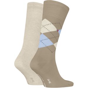 Tommy Hilfiger Sock Check (2-pack), heren sokken, beige geruit