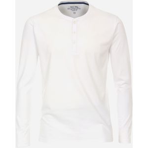 Redmond regular fit T-shirt, lange mouw O-hals met knoopsluiting, wit -  Maat: S