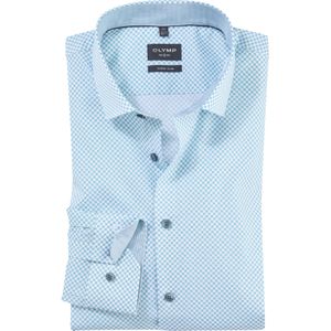 OLYMP No. 6 Six super slim fit overhemd, structuur, smaragdgroen geruit