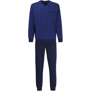 Gotzburg heren pyjama V-hals, donkerblauw dessin -  Maat: 9XL