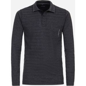 CASA MODA comfort fit polo lange mouw, blauw gestreept -  Maat: L