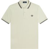 Fred Perry M3600 polo twin tipped shirt, pique, Light Oyster / Black / Black -  Maat: L