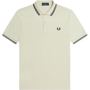 Fred Perry M3600 polo twin tipped shirt, pique, Light Oyster / Black / Black -  Maat: S