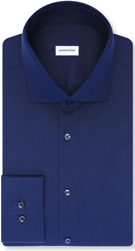 Seidensticker - Businessoverhemd - Donkerblauw - Regular 1/1 Kentkraag Structuur