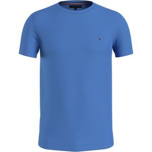 Tommy Hilfiger Stretch Slim Fit Tee, heren T-shirt korte mouw O-hals, middenblauw -  Maat: XL