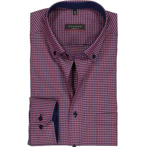 ETERNA modern fit overhemd, poplin heren overhemd, rood met blauw geruit (contrast)