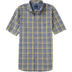 OLYMP Casual modern fit overhemd, korte mouw, popeline, olijfgroen geruit 49/50