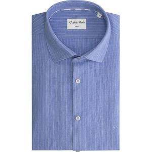 Calvin Klein slim fit overhemd, Linen Stripe Slim Shirt, lichtblauw gestreept 45