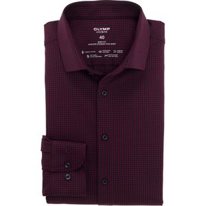 OLYMP 24/7 Level 5 body fit overhemd, twill, granaat geruit