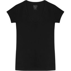 Claesen's dames Basics T-shirt (1-pack), V-hals T-shirt korte mouw, zwart