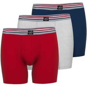 BUGATTI heren boxer normale lengte (3-pack), donkerrood -  Maat: M