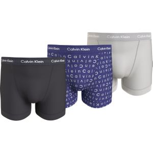 Calvin Klein heren boxers normale lengte (3-pack), grijs, zwart en logo print -  Maat: S