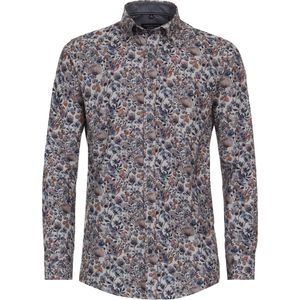 CASA MODA Sport comfort fit overhemd, structuur, oranje dessin