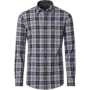 CASA MODA - Sport Casual Fit - Flanel Overhemd - Antraciet Geruit - Strijkvriendelijk