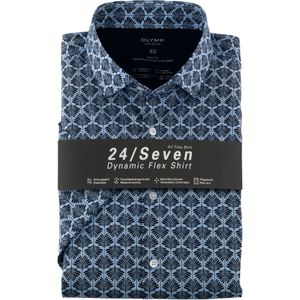 OLYMP 24/7 Level 5 body fit overhemd, korte mouw, Dynamic Flex, bleu dessin